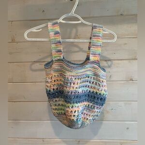 Handmade Multicoloured Pastel Knit Tote/Market Bag